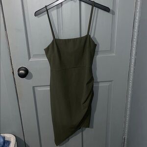 Asymmetrical Olive Green Dress